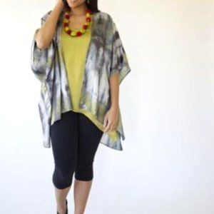 Kimono Cardigan Loose Cover Up Blue Green Tie-Dye One Size Fits All
